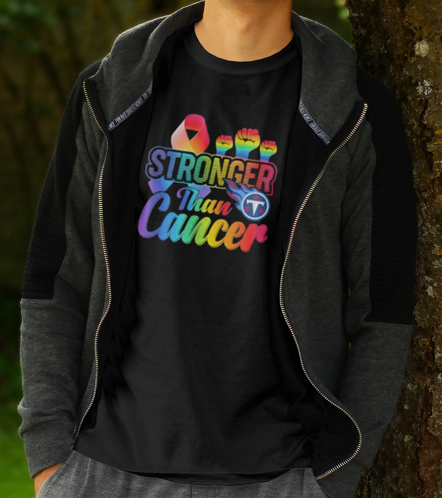 Tennessee Titans Rainbow Stronger Than Cancer NFL Awareness T-Shirt