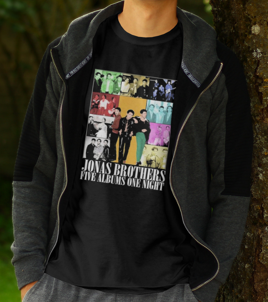 Jonas Brothers Five Albums One Night Multicolor Photo Collage T-Shirt