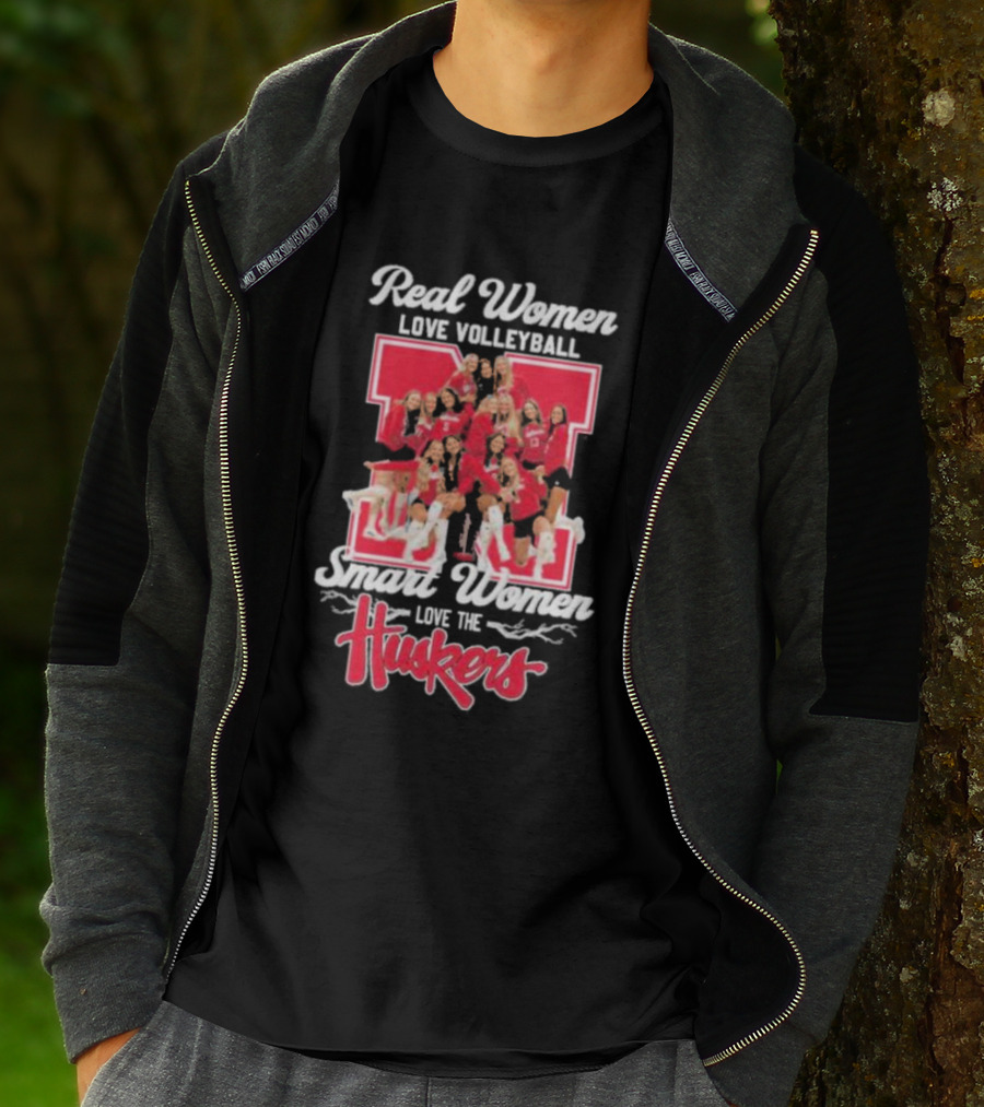 Real Women Love Volleyball Smart Women Love The Huskers Volleyball Team T-Shirt