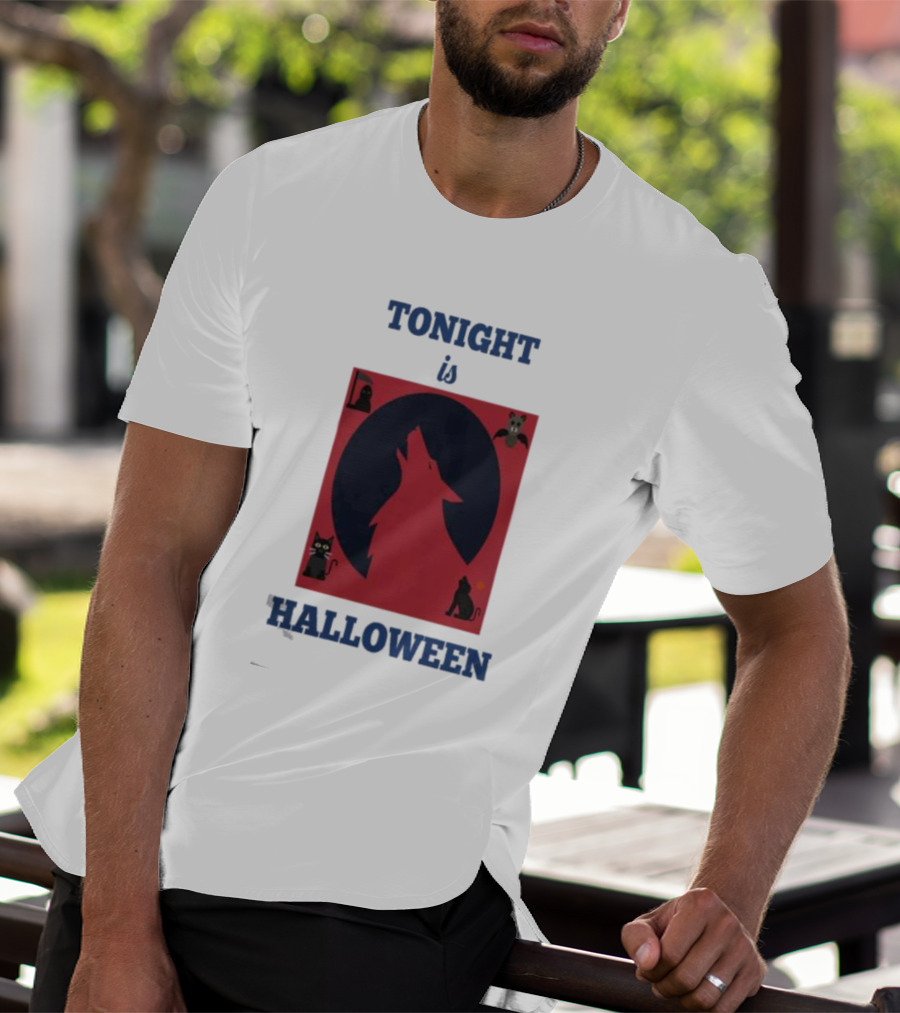 Tonight Is Halloween Dark Wolf Cats Bats Moon T-Shirt