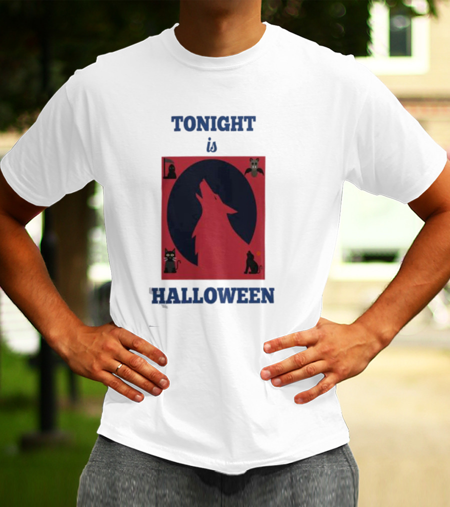 Tonight Is Halloween Dark Wolf Cats Bats Moon T-Shirt