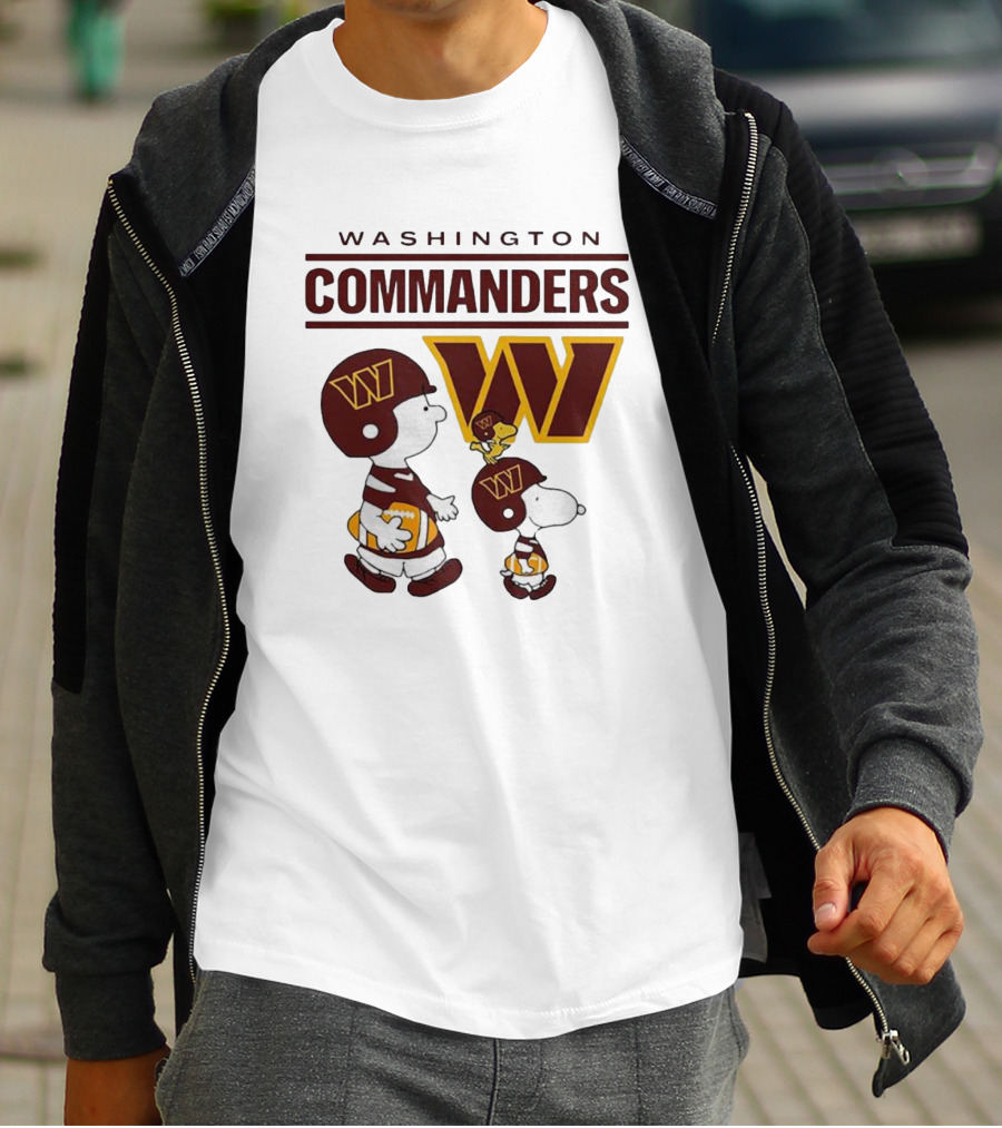 Washington Commanders Snoopy Charlie Brown Football Team Fan Gear T-Shirt