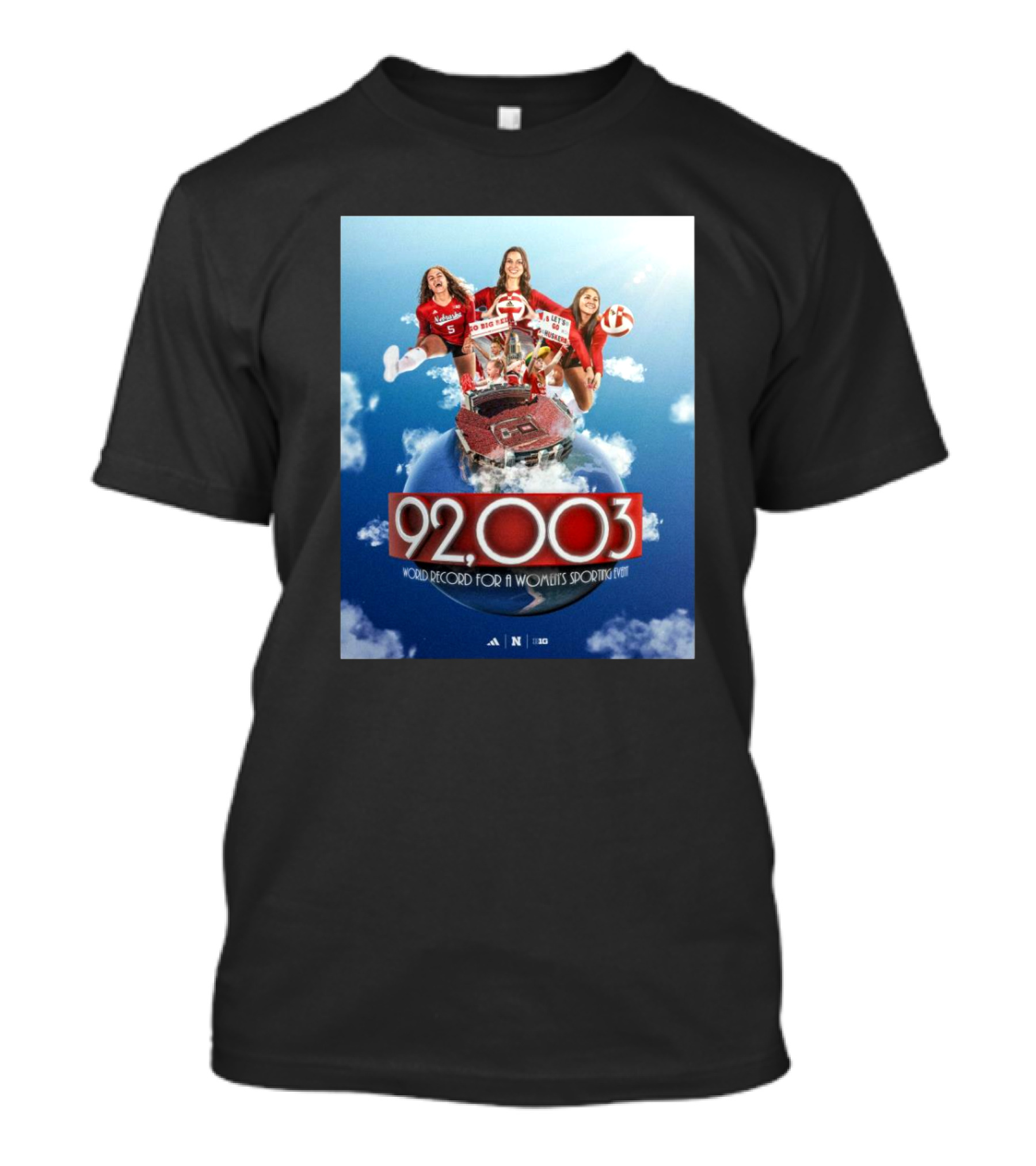 Nebraska Cornhuskers Women's Volleyball 92003 World Record For A Women's Sporting Event T-Shirt