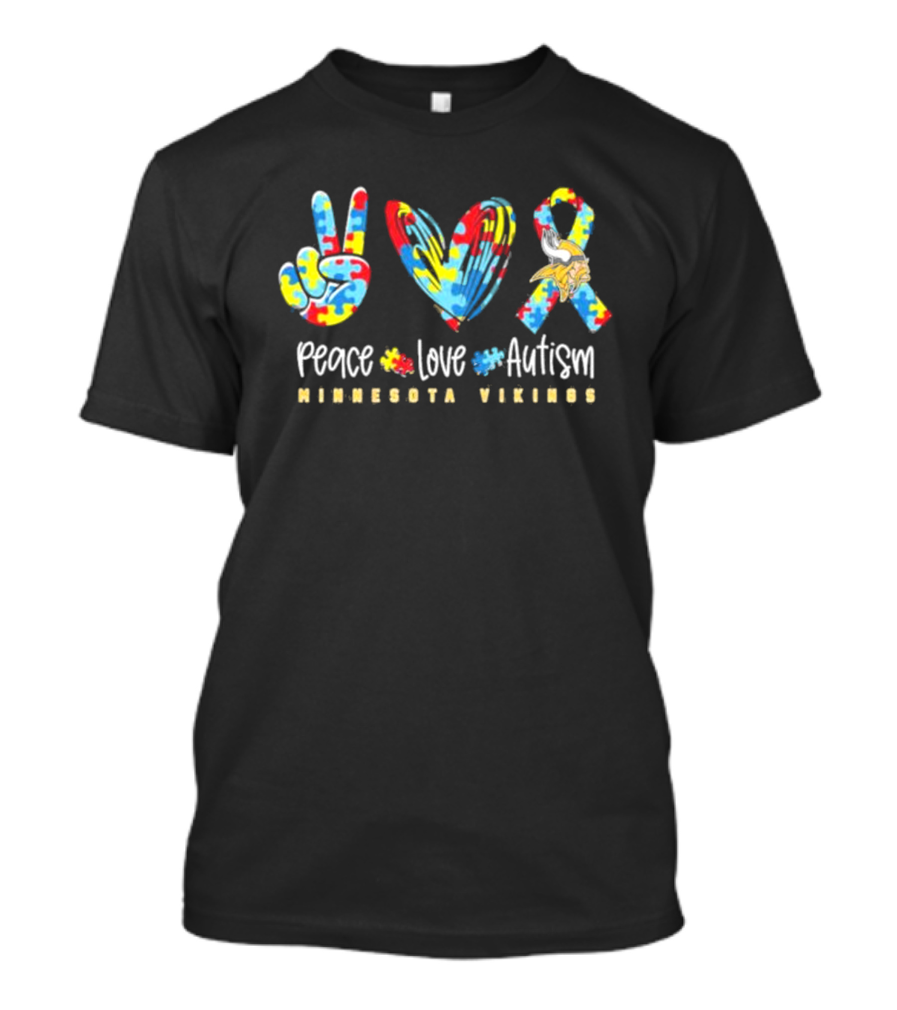 Peace Love Autism Minnesota Vikings T-Shirt