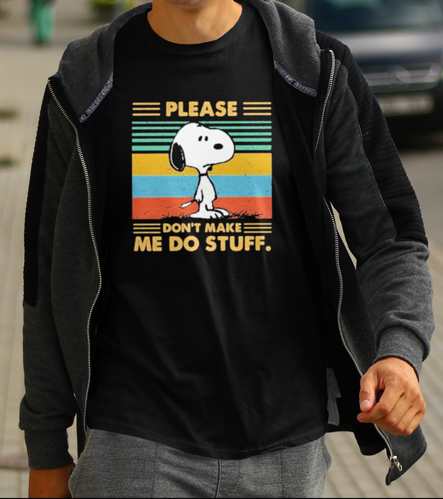 Snoopy Please Don’t Make Me Do Stuff Vintage Retro Colors T-Shirt