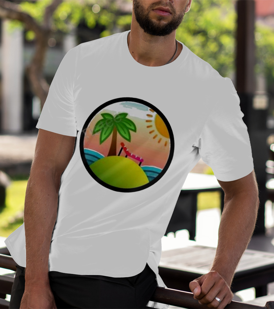 Tanstack Just Relax In Color Sunny Beach Island With Palm Tree And Lounge Chair T-Shirt