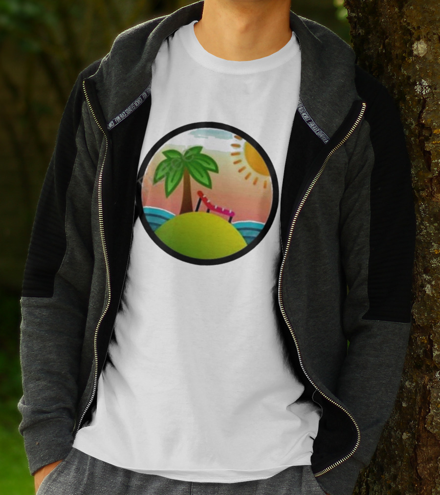 Tanstack Just Relax In Color Sunny Beach Island With Palm Tree And Lounge Chair T-Shirt