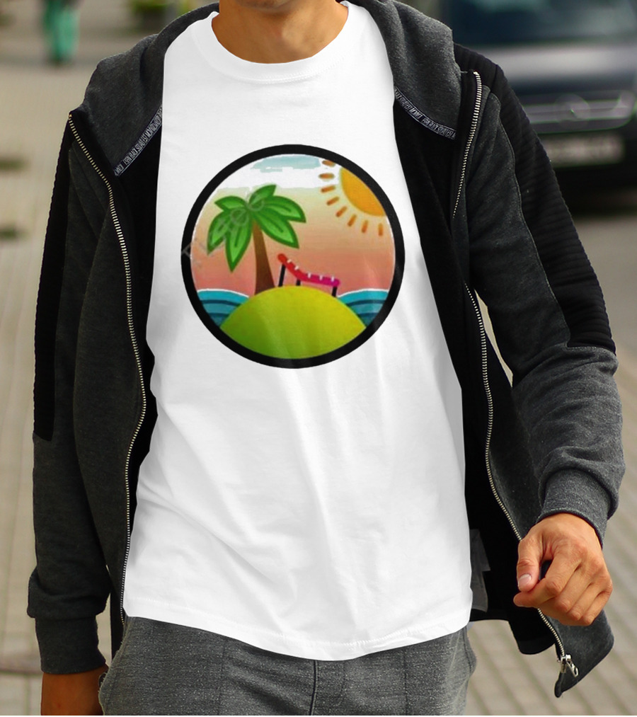 Tanstack Just Relax In Color Sunny Beach Island With Palm Tree And Lounge Chair T-Shirt