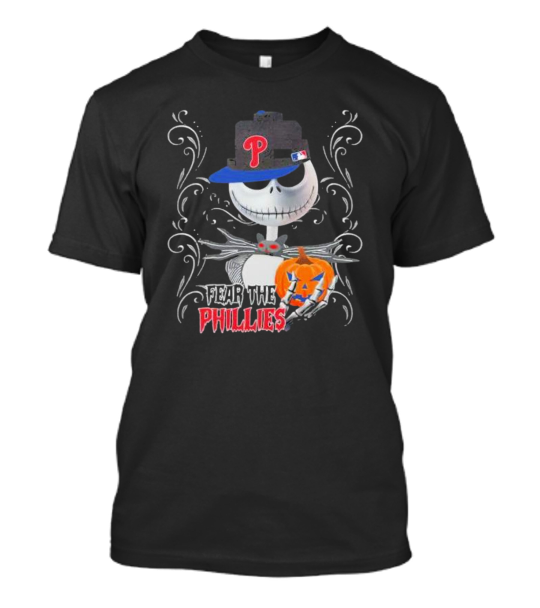 Fear The Phillies Jack Skellington Halloween Pumpkin🎃 T-Shirt