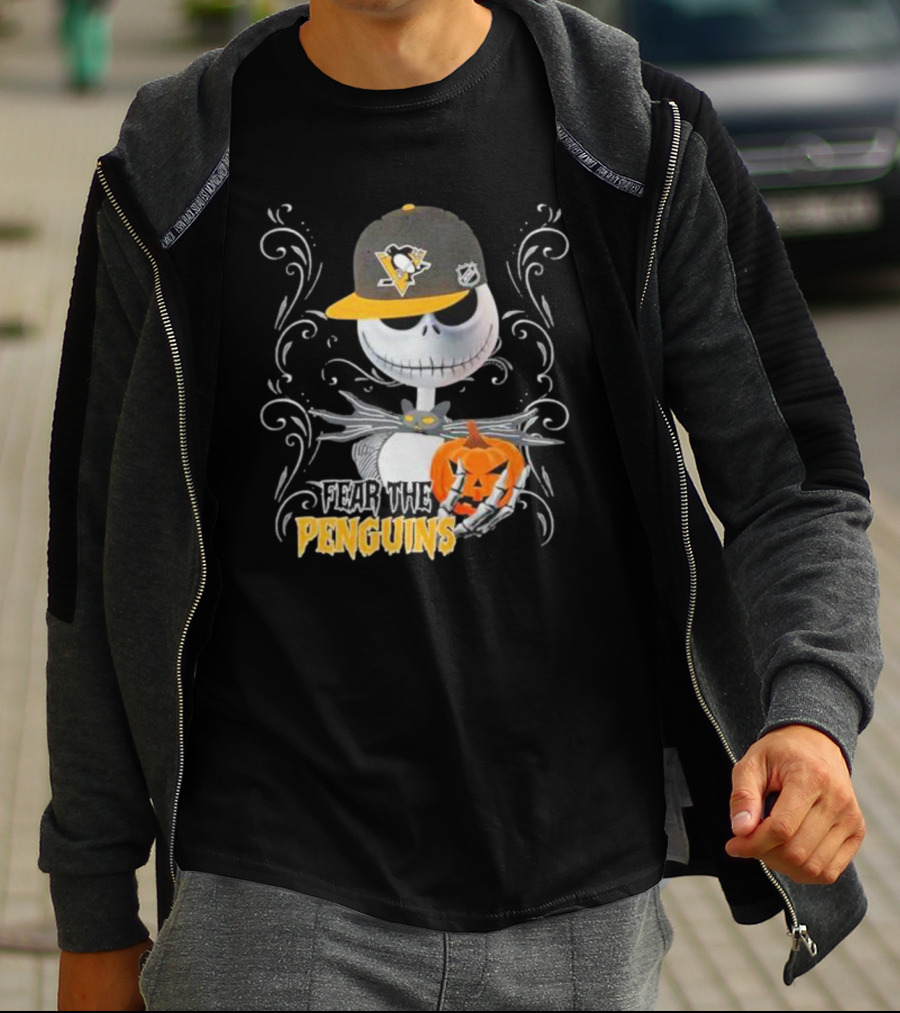 Jack Skellington Fear The Penguins Pittsburgh Halloween Pumpkin T-Shirt