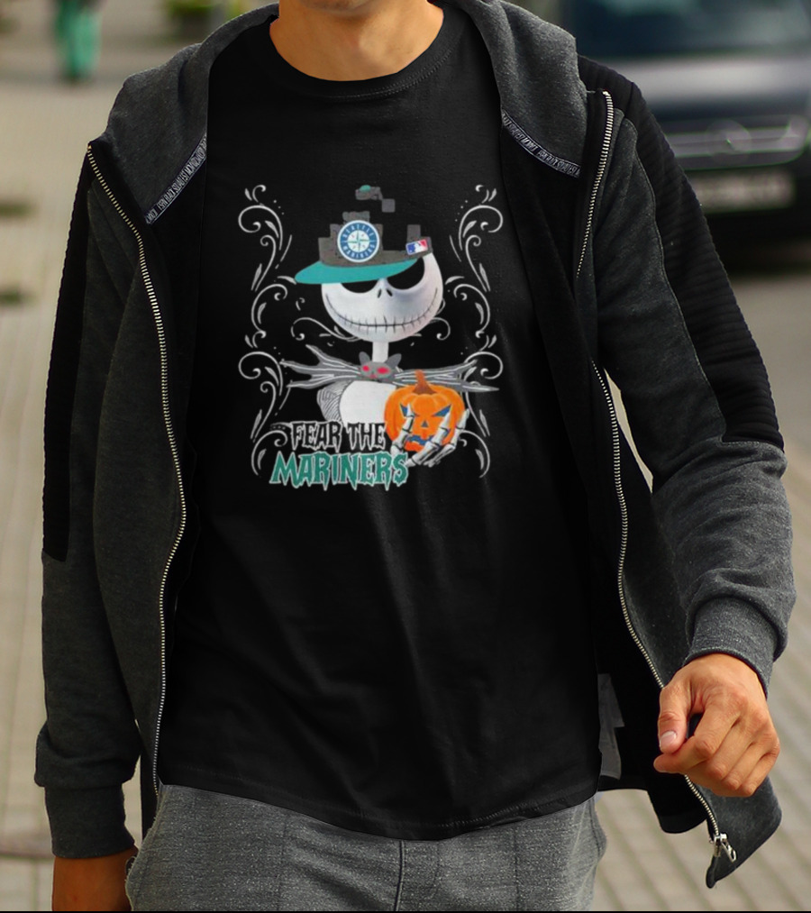 Jack Skellington Seattle Mariners Halloween Pumpkin Fear The Mariners T-Shirt