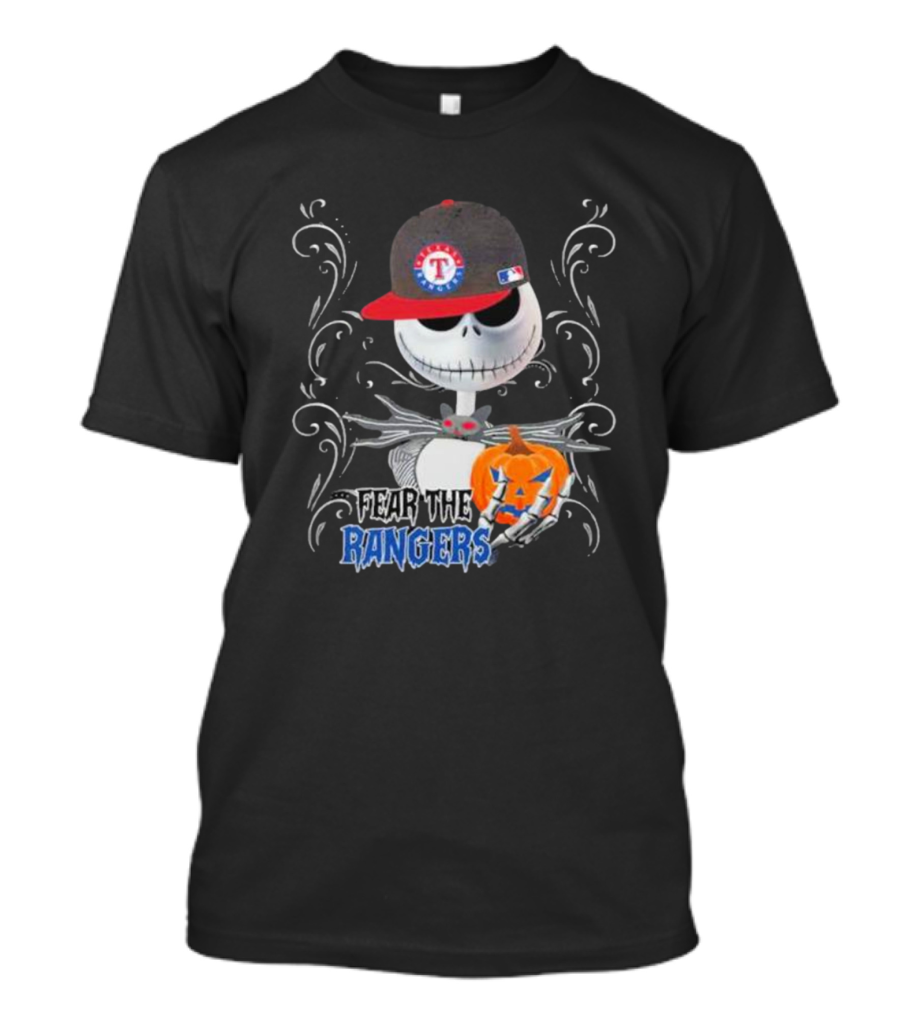 Jack Skellington Fear The Texas Rangers Halloween Pumpkin MLB Hat T-Shirt