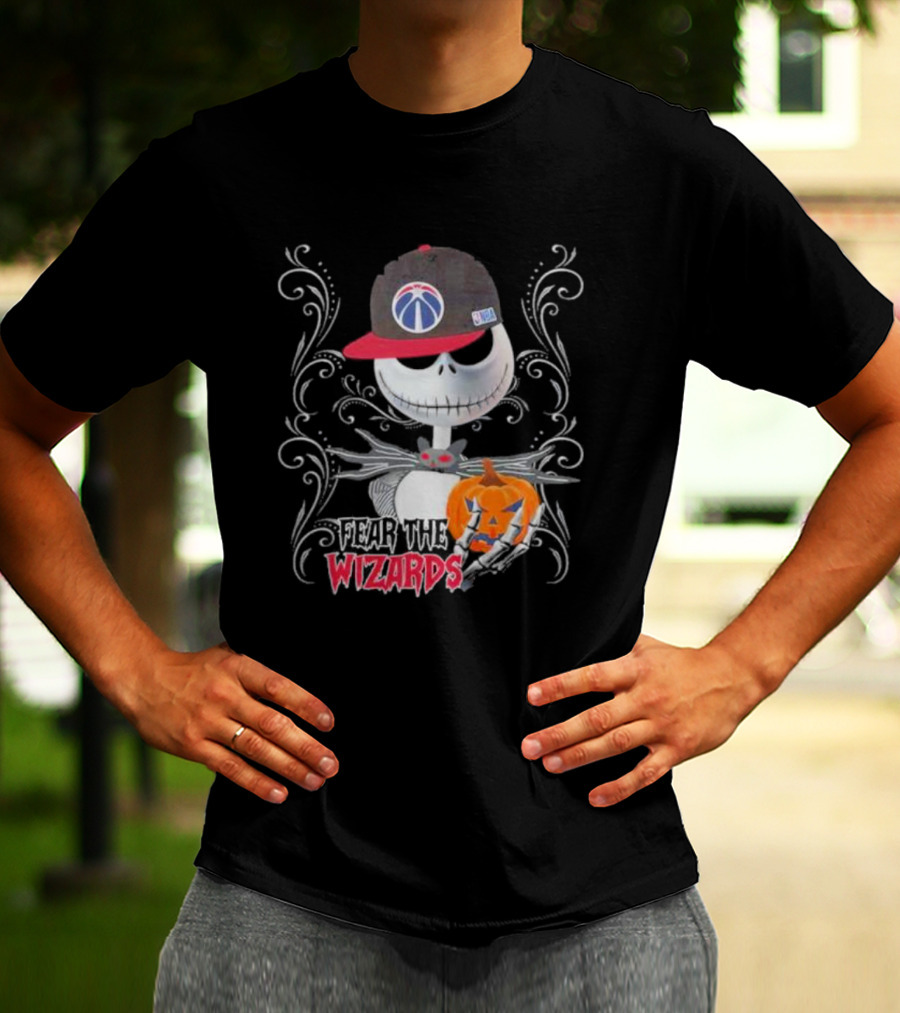 Jack Skellington Fear The Wizards Pumpkin Halloween Washington Basketball T-Shirt