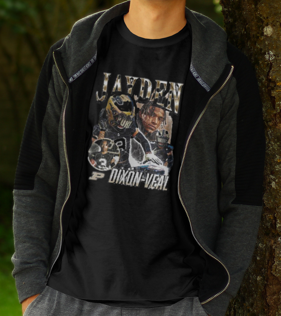 Jayden Dixon-Veal Purdue Boilermakers Football Player Portrait Montage T-Shirt