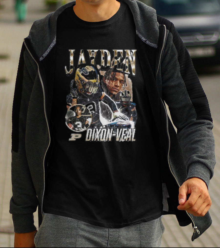 Jayden Dixon-Veal Purdue Boilermakers Football Player Portrait Montage T-Shirt