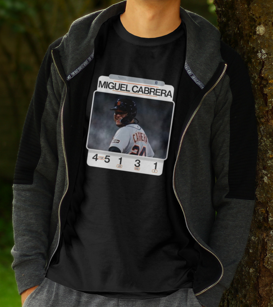 Miguel Cabrera 49th Career 4-Hit Game Detroit Tigers 24 Baseball Statistics T-Shirt