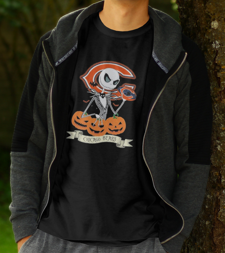 Chicago Bears Halloween Jack Skellington NFL Pumpkin T-Shirt