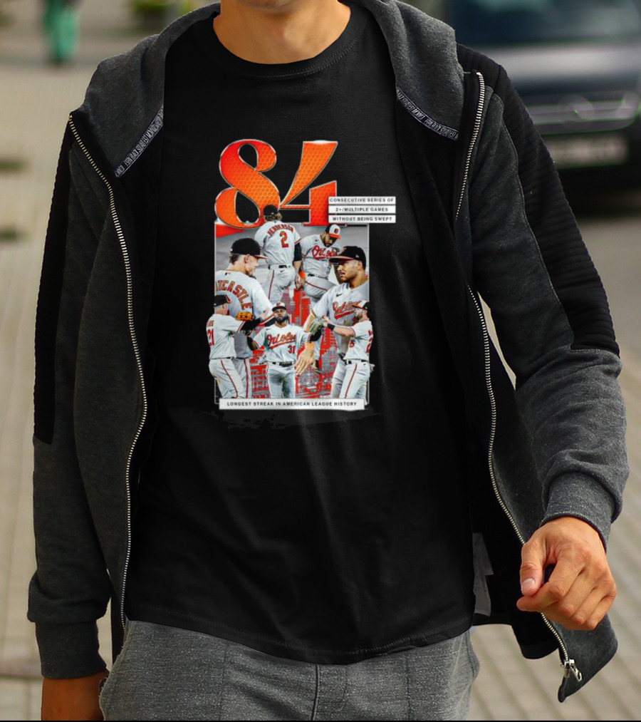 Orioles 84 Consecutive Series Without Being Swept Longest Streak In American League History T-Shirt