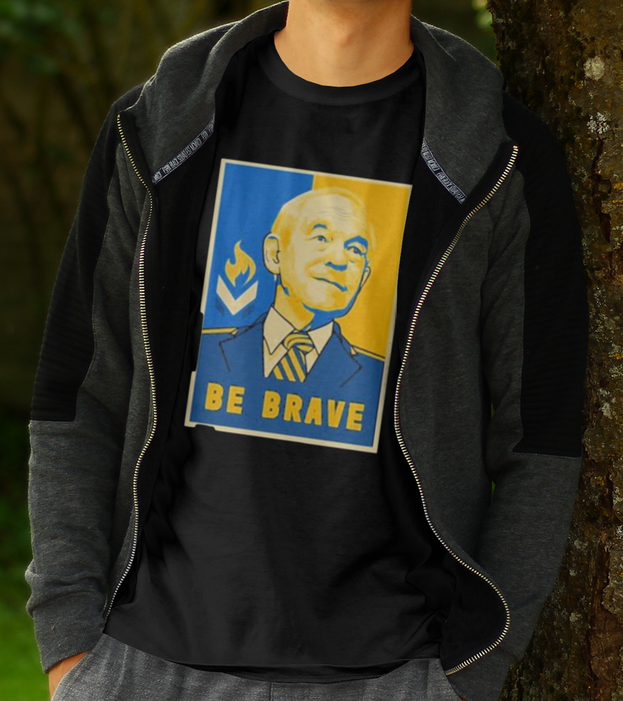 Ron Paul Be Brave Inspirational Blue And Yellow T-Shirt