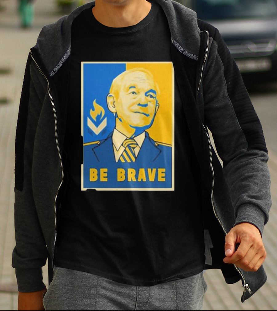 Ron Paul Be Brave Inspirational Blue And Yellow T-Shirt