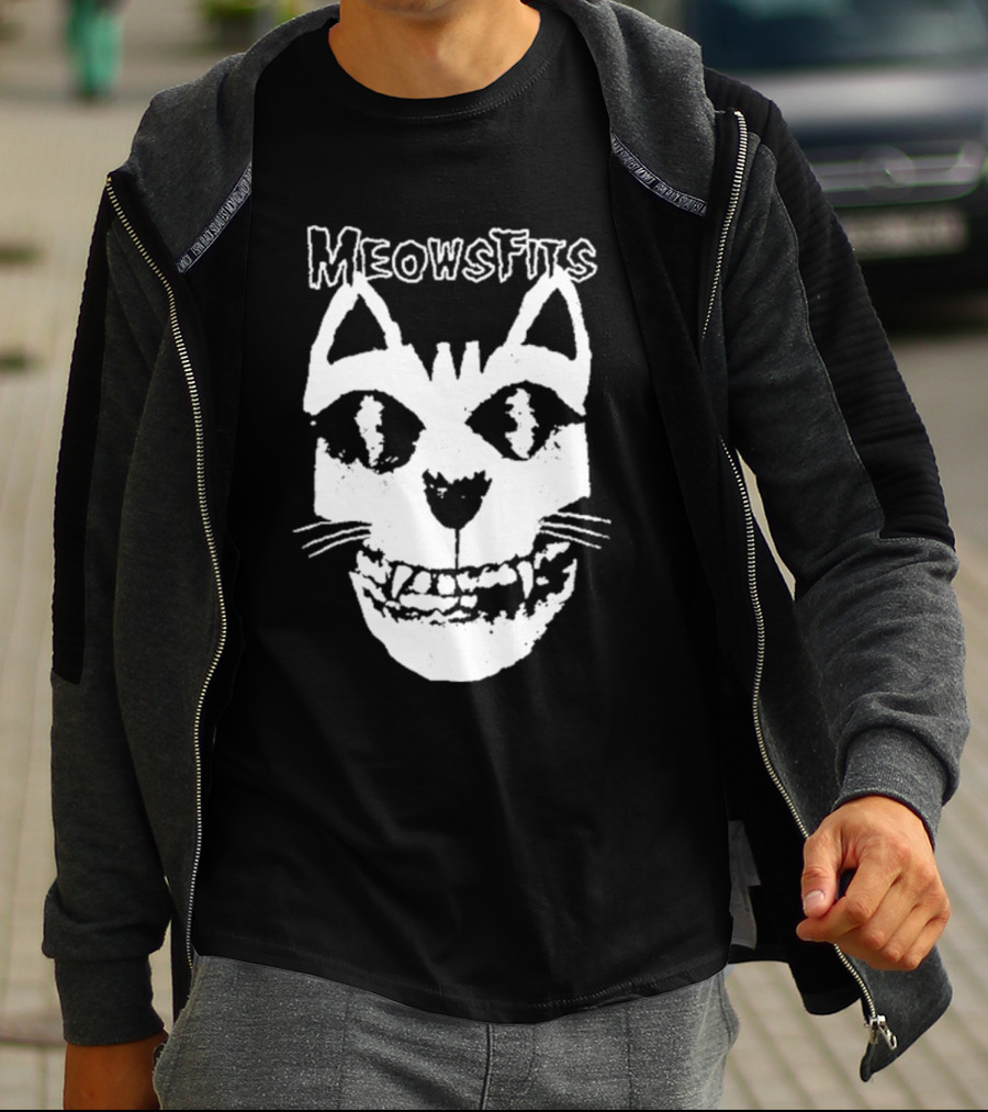 Meowsfits Grinning Cat Skull T-Shirt