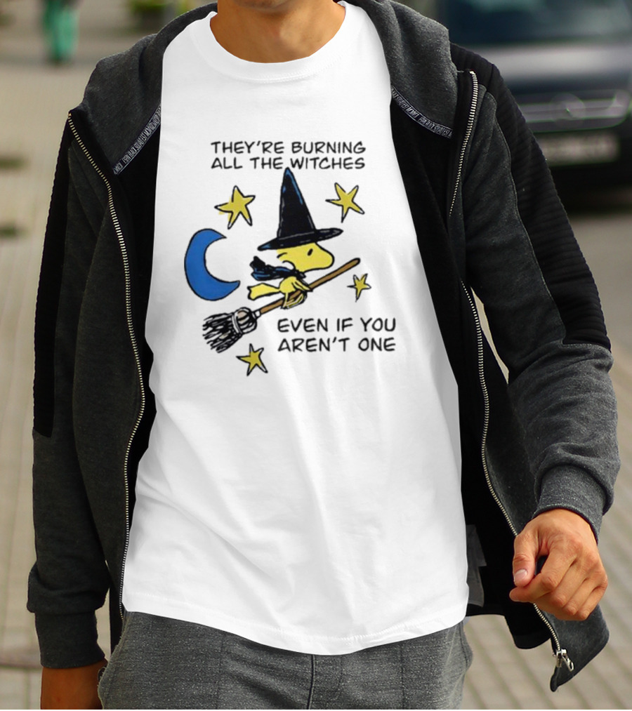 They’re Burning All The Witches Even If You Aren’t One Woodstock Wizard Stars Moon Broomstick T-Shirt