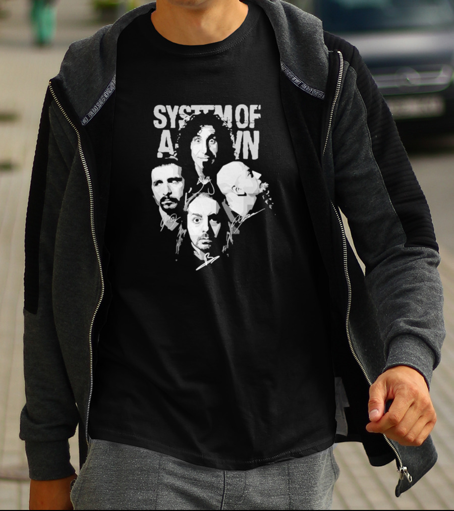 System Of A Down Band Members Portrait Signatures T-Shirt