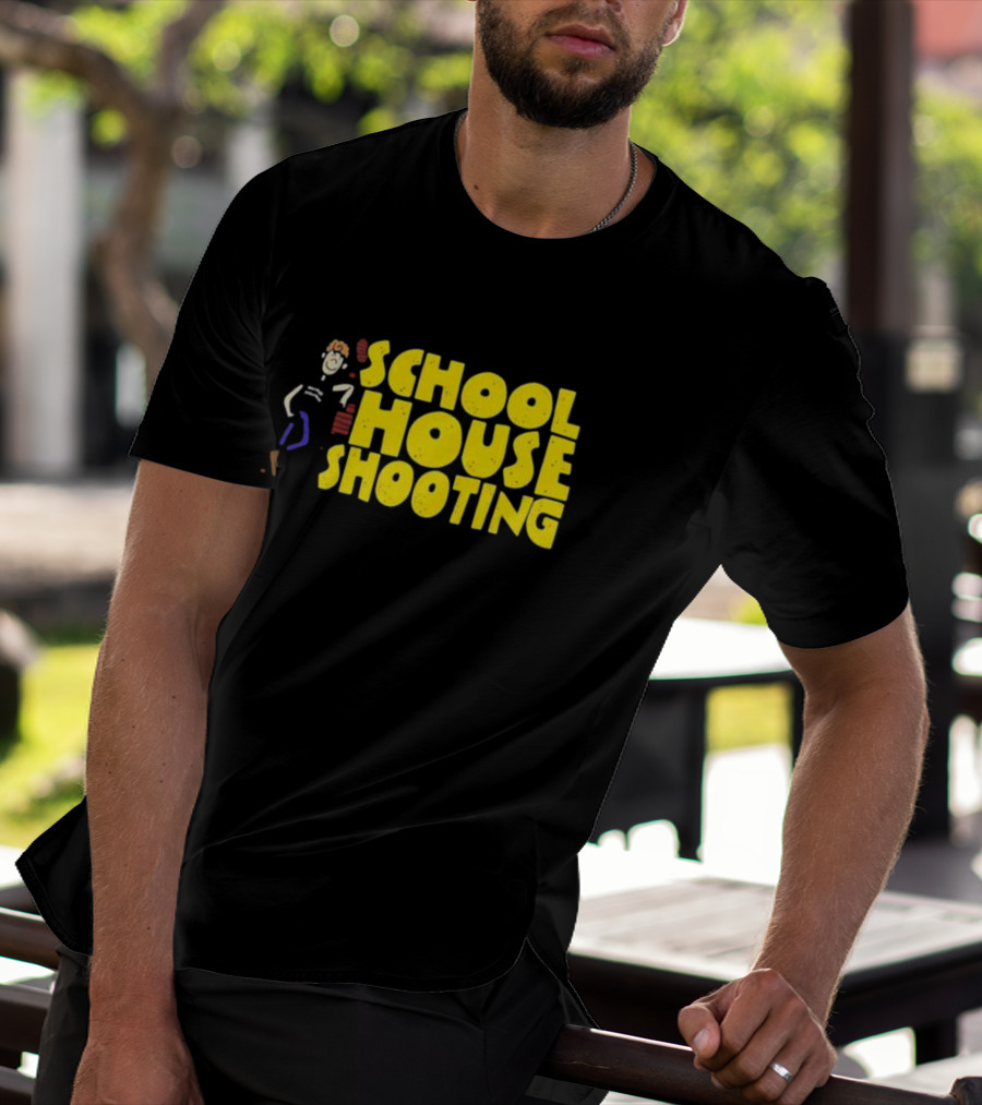 SCHOOL HOUSE SHOOTING Cartoon Character T-Shirt