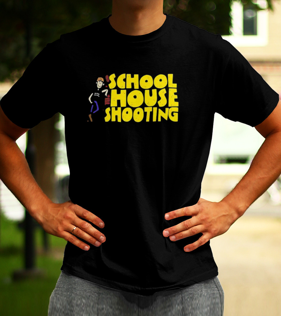SCHOOL HOUSE SHOOTING Cartoon Character T-Shirt