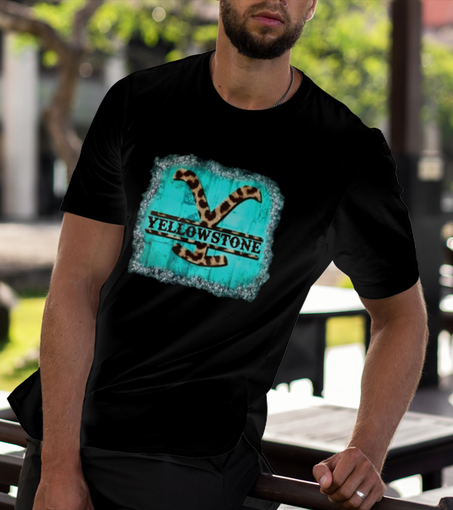 Yellowstone Turquoise Leopard Print T-Shirt
