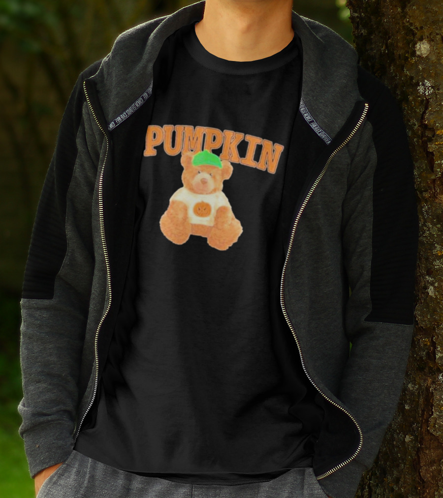 Pumpkin Cozy Bear With Green Hat And Pumpkin T-Shirt