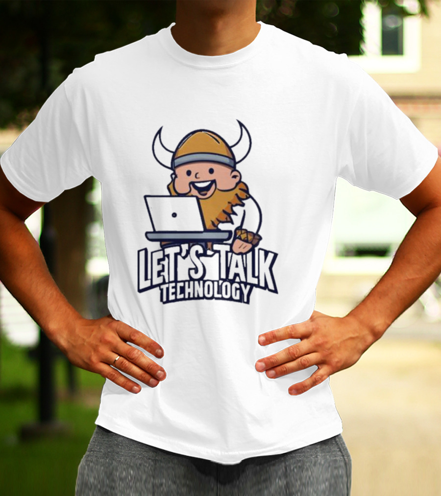Viking Let's Talk Technology With Laptop Helmet Beard T-Shirt