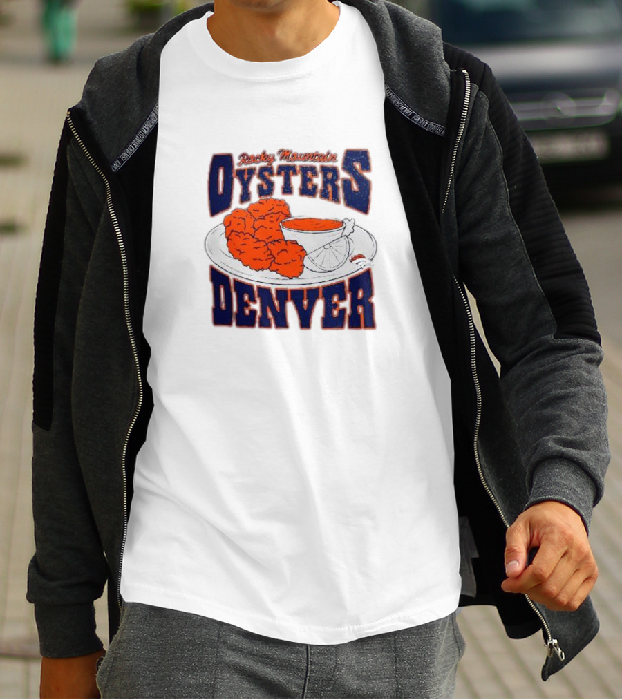 Rocky Mountain Oysters Denver Broncos NFL X Guy Fieri Flavortown Homage Gray Tri-Blend T-Shirt