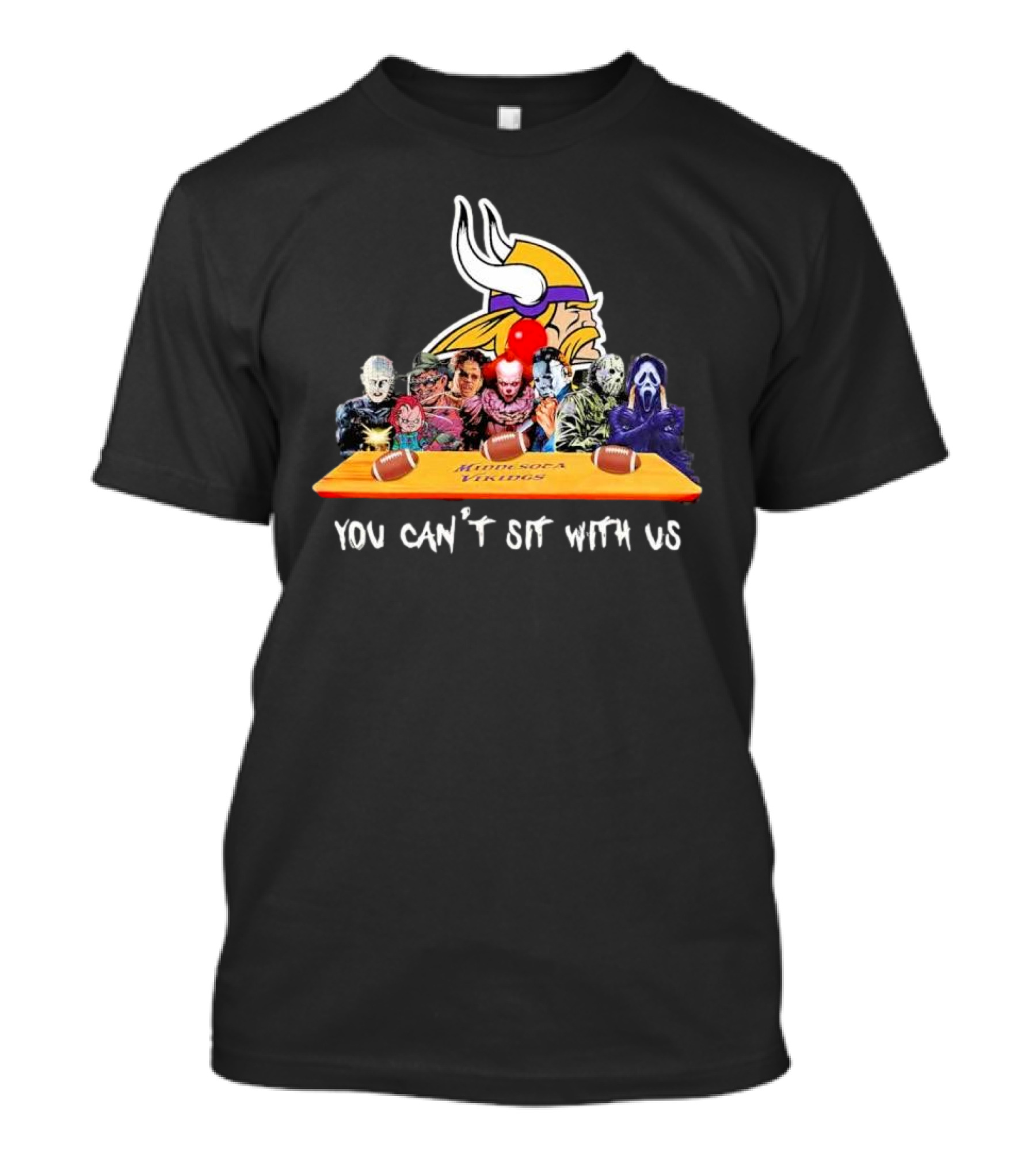 Minnesota Vikings Horror Characters You Can't Sit With Us T-Shirt