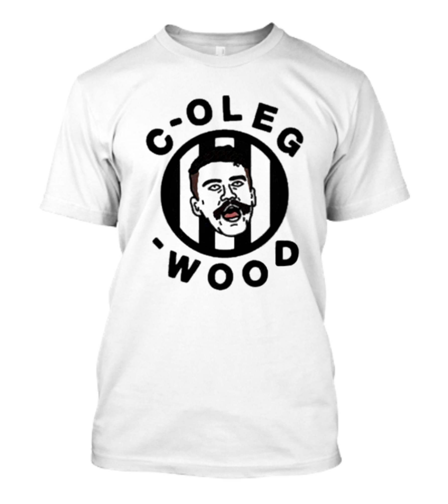 C-Oleg-Wood Cartoon Face Circle Football T-Shirt