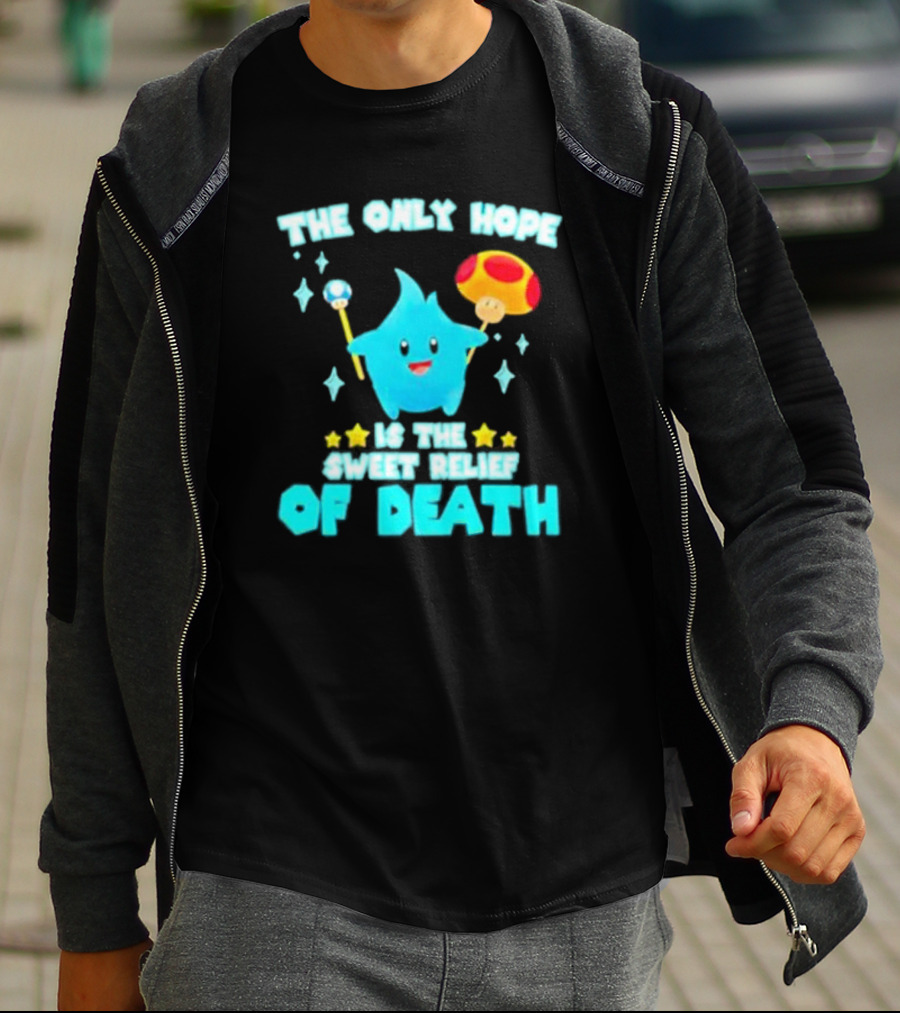 Lumalee Blue The Only Hope Is The Sweet Relief Of Death Starry Wand Mushroom T-Shirt