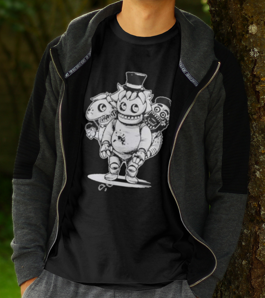 Sharkrobot Five Nights At Oney’s Three-Headed Animatronic Top Hat T-Shirt