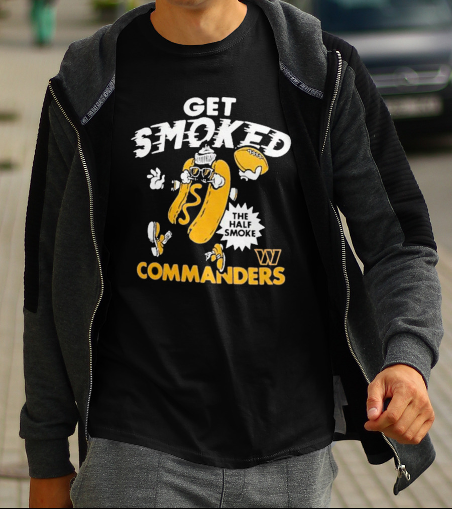 Get Smoked The Half Smoke Commanders Washington Commanders Homage NFL X Guy Fieri’s Flavortown T-Shirt