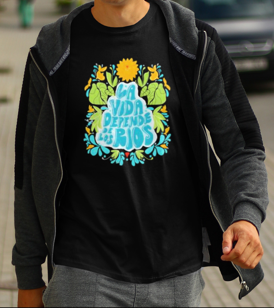 American Rivers La Vida Depende De Los Ríos Floral Nature T-Shirt