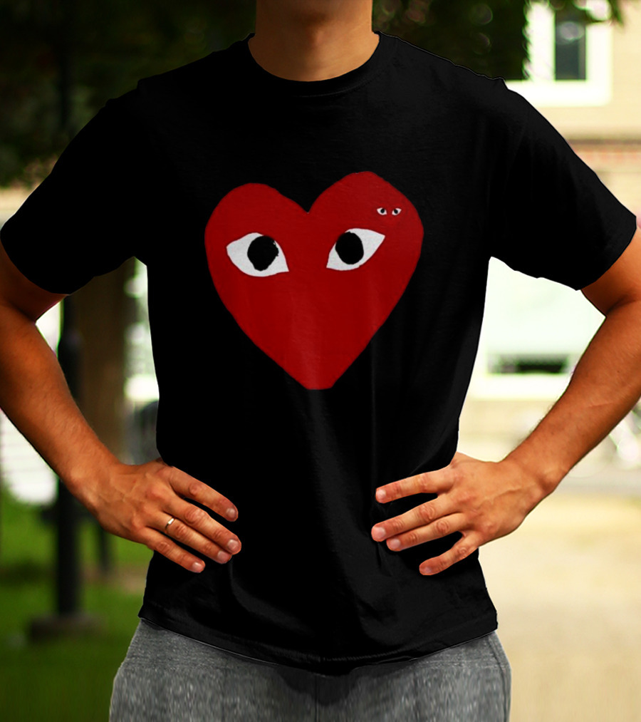 Cdg Comme Des Garcons Play Red Heart Emblem With Eyes T-Shirt
