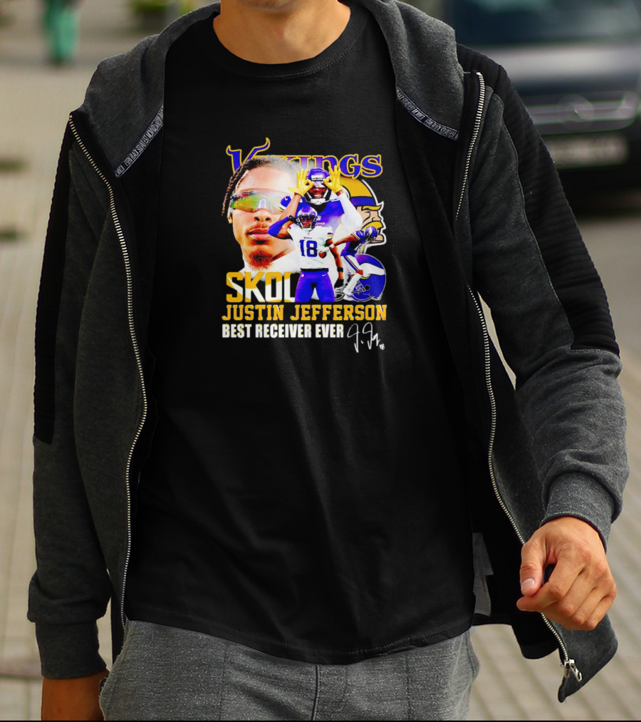 Justin Jefferson Vikings Skol Best Receiver Ever Signature T-Shirt