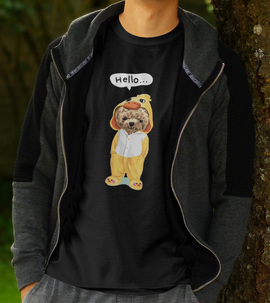Bear Hello Duck Costume Curious Expression T-Shirt