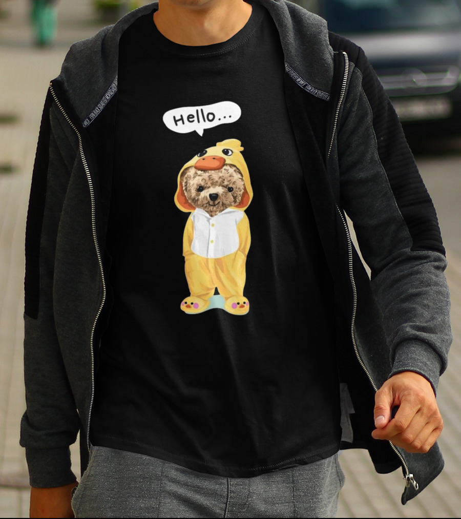 Bear Hello Duck Costume Curious Expression T-Shirt