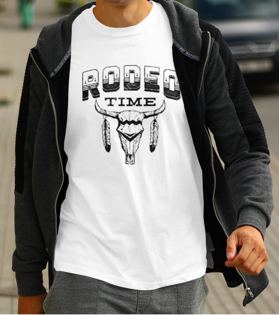 Rodeo Time Skull Dale Brisby Clay Feathers T-Shirt