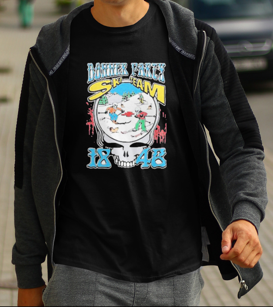 Donner Party Ski Team 1846 Skull Skiers Retro T-Shirt