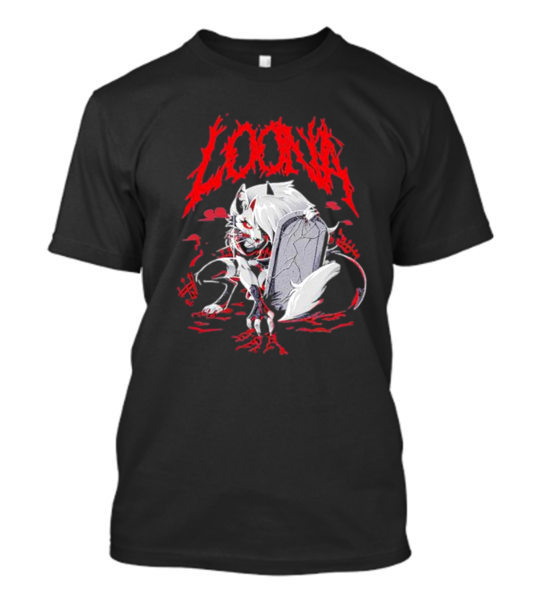 LOONA Graveyard Cat And Tombstone Scene T-Shirt