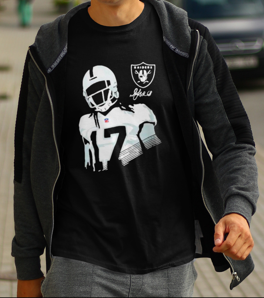 Las Vegas Raiders Davante Adams Black Player Raiders Logo Signature T-Shirt