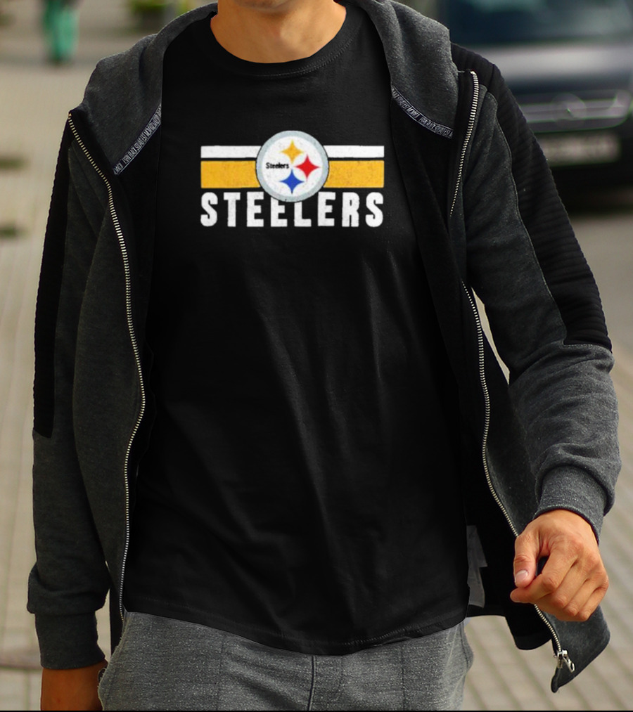 Pittsburgh Steelers Logo Stripes NFL Team Steelers T-Shirt