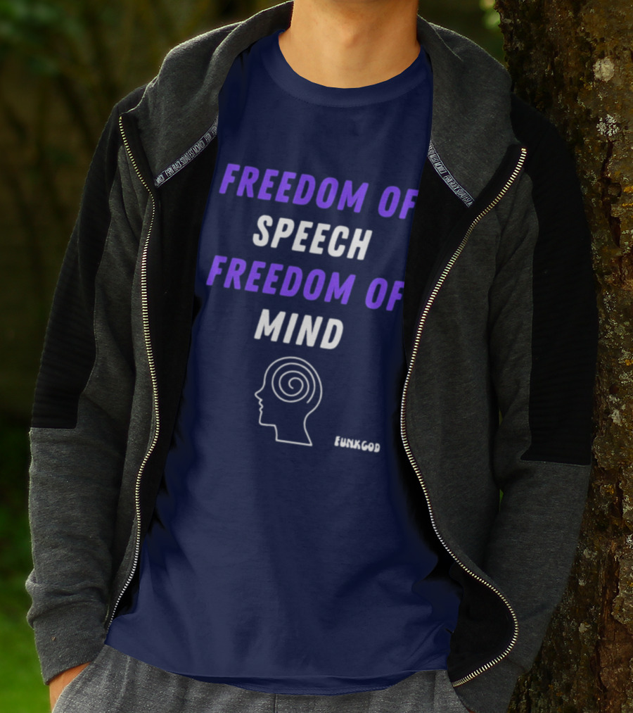 FUNKGOD Freedom Of Speech Freedom Of Mind Head Outline Spiral T-Shirt