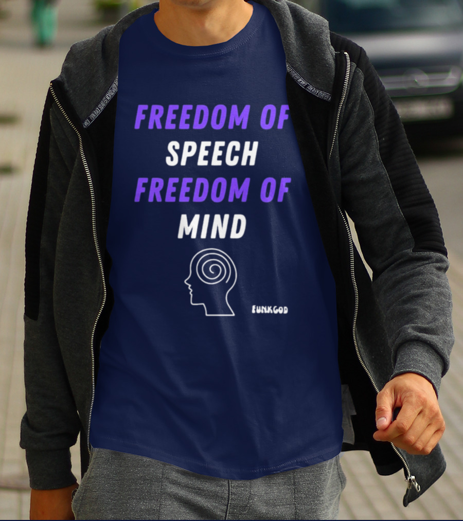 FUNKGOD Freedom Of Speech Freedom Of Mind Head Outline Spiral T-Shirt